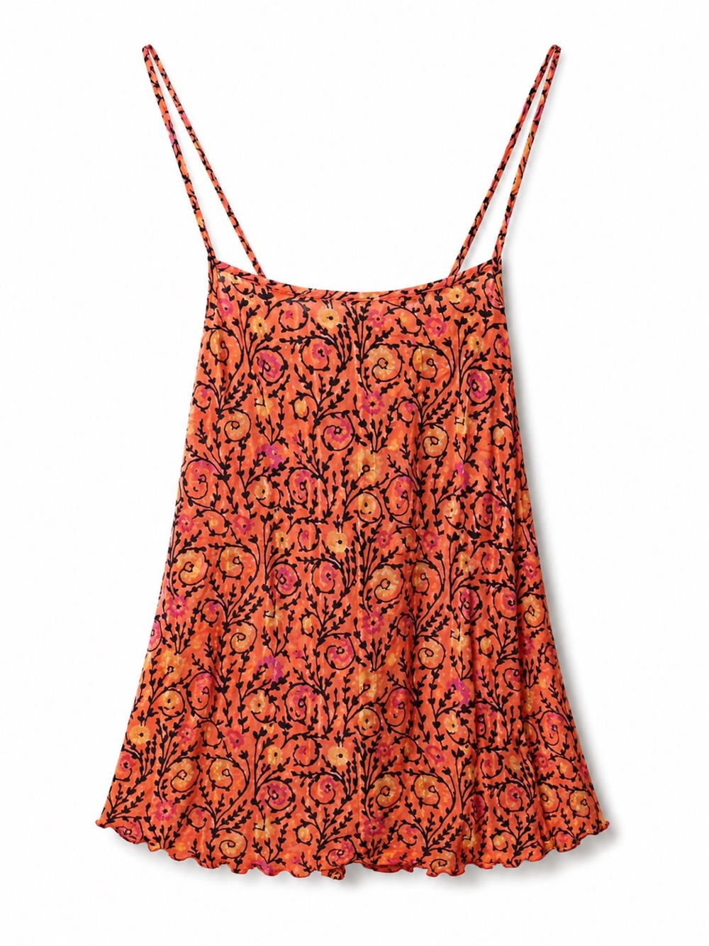 Anthropologie corfu Coral-Orange Floral lounge top with Pink & Black Print